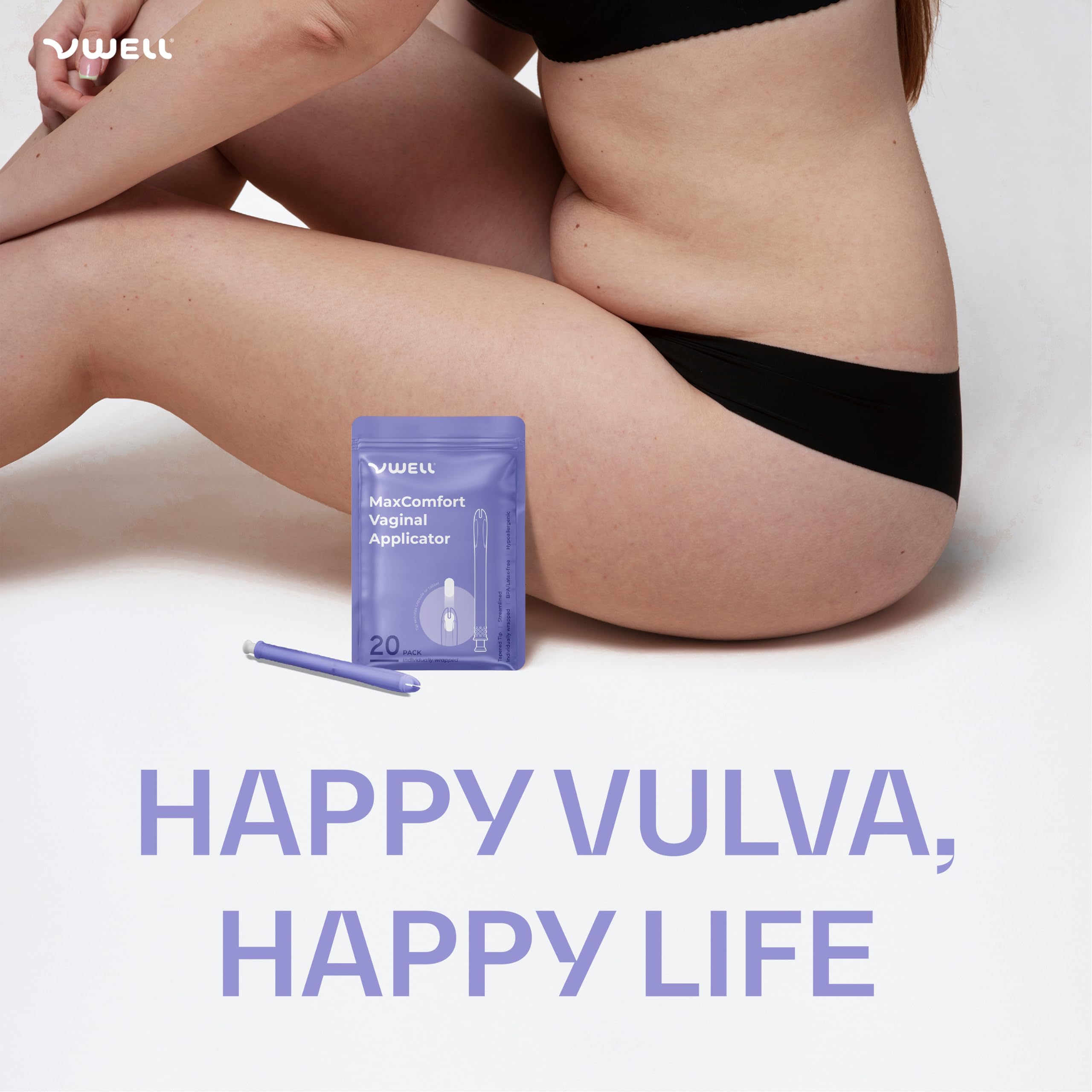 VWELL MaxComfort application-ready tip shows smooth, comfortable insertion potential.