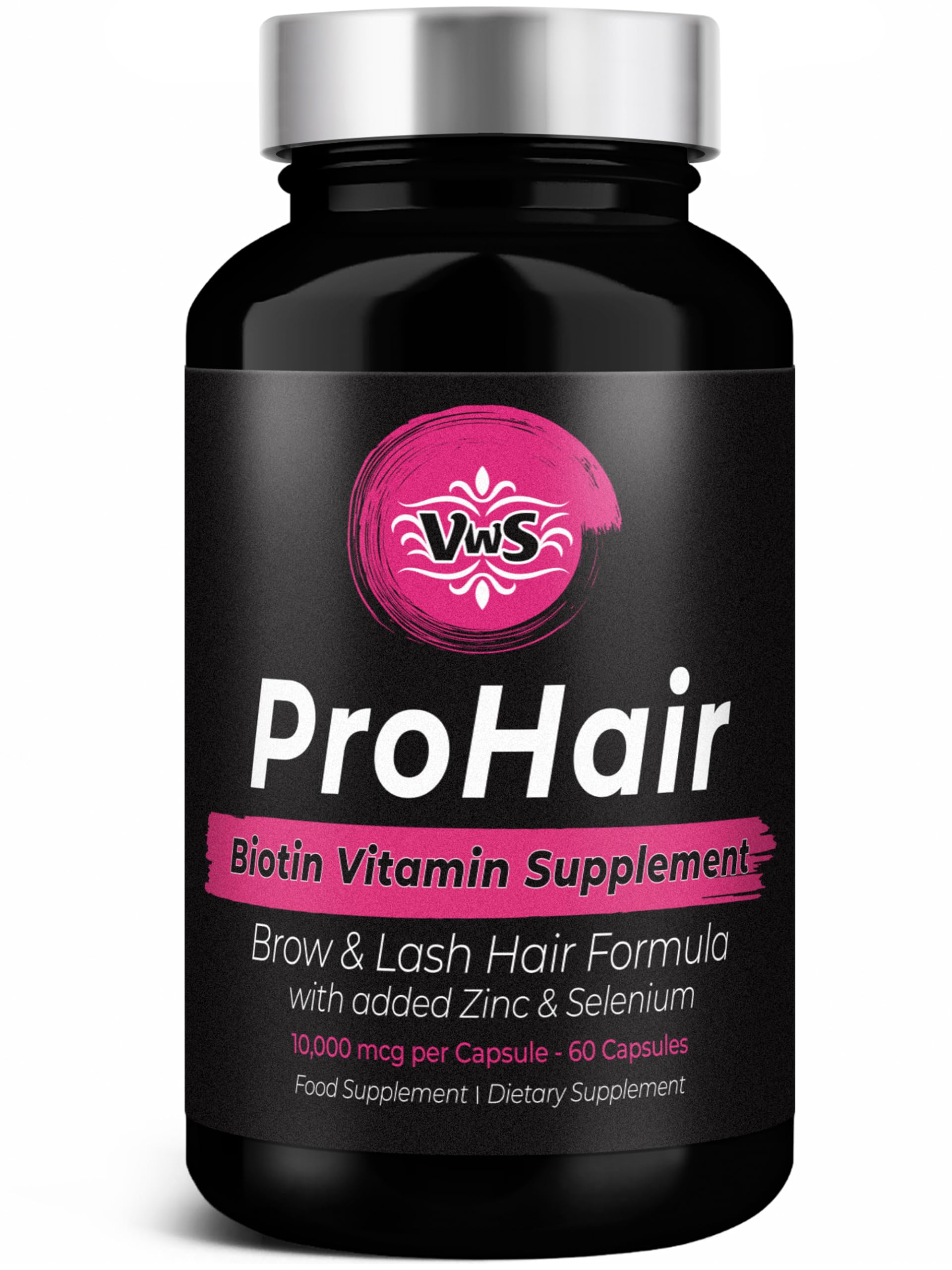 VWS Biotin 10,000 mcg bottle with zinc and selenium label