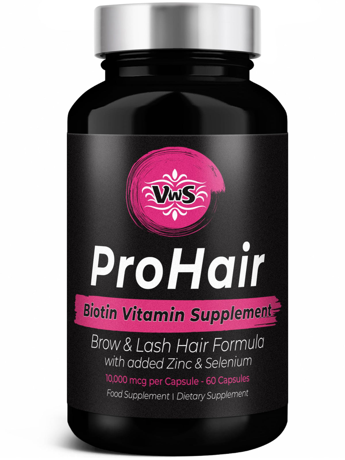 VWS Biotin 10,000 mcg bottle with zinc and selenium label