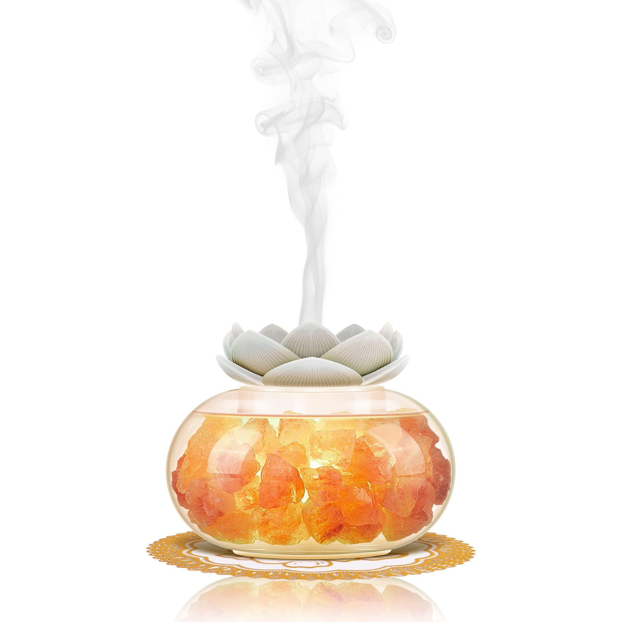 Travel-friendly palm-sized Himalayan salt lamp diffuser for home or office
