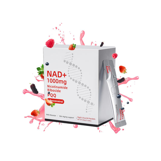 Vyaji 1000mg NAD⁺NR liquid supplement bottle on a clean background
