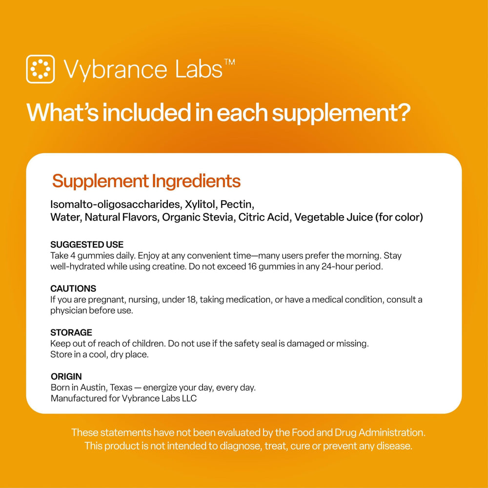 VYBRANCE LABS Creapure Gummies travel-pack size for on-the-go.