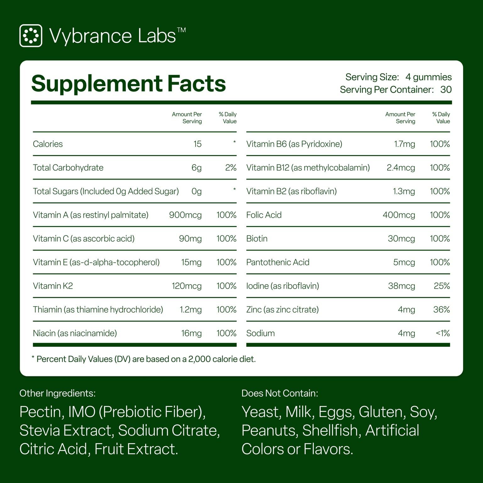 VYBRANCE LABS Daily Greens Gummies travel pack demonstrates 30 day supply on the go.