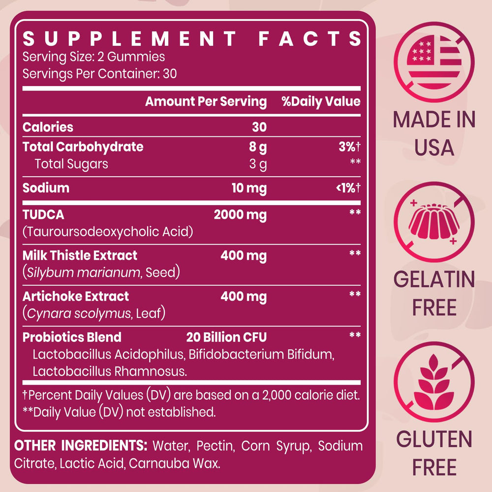 Vylarithonixa TudCA gummy featuring probiotics for gut balance
