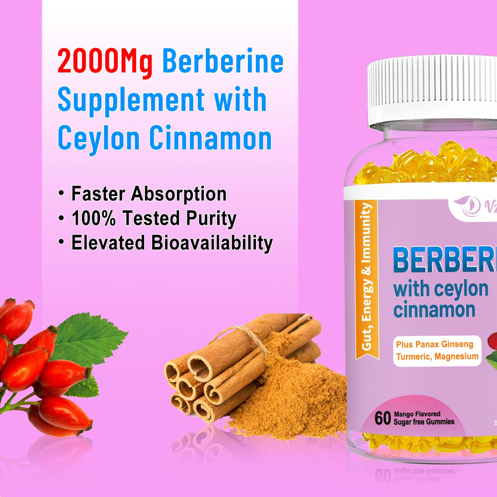 Nutrition facts panel on the Berberine gummies bottle