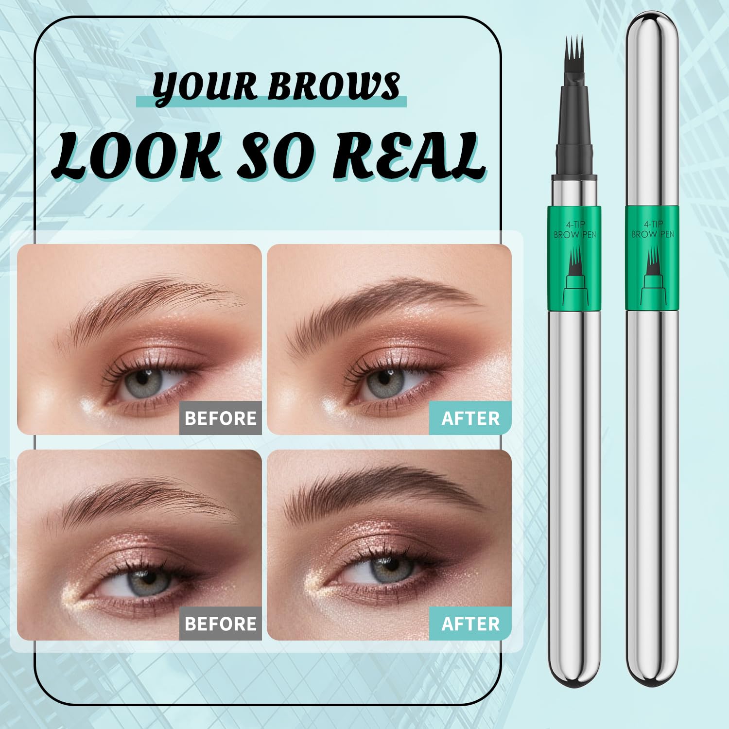 W3W dual-ended brow brush blends and shapes for a soft, blurred finish