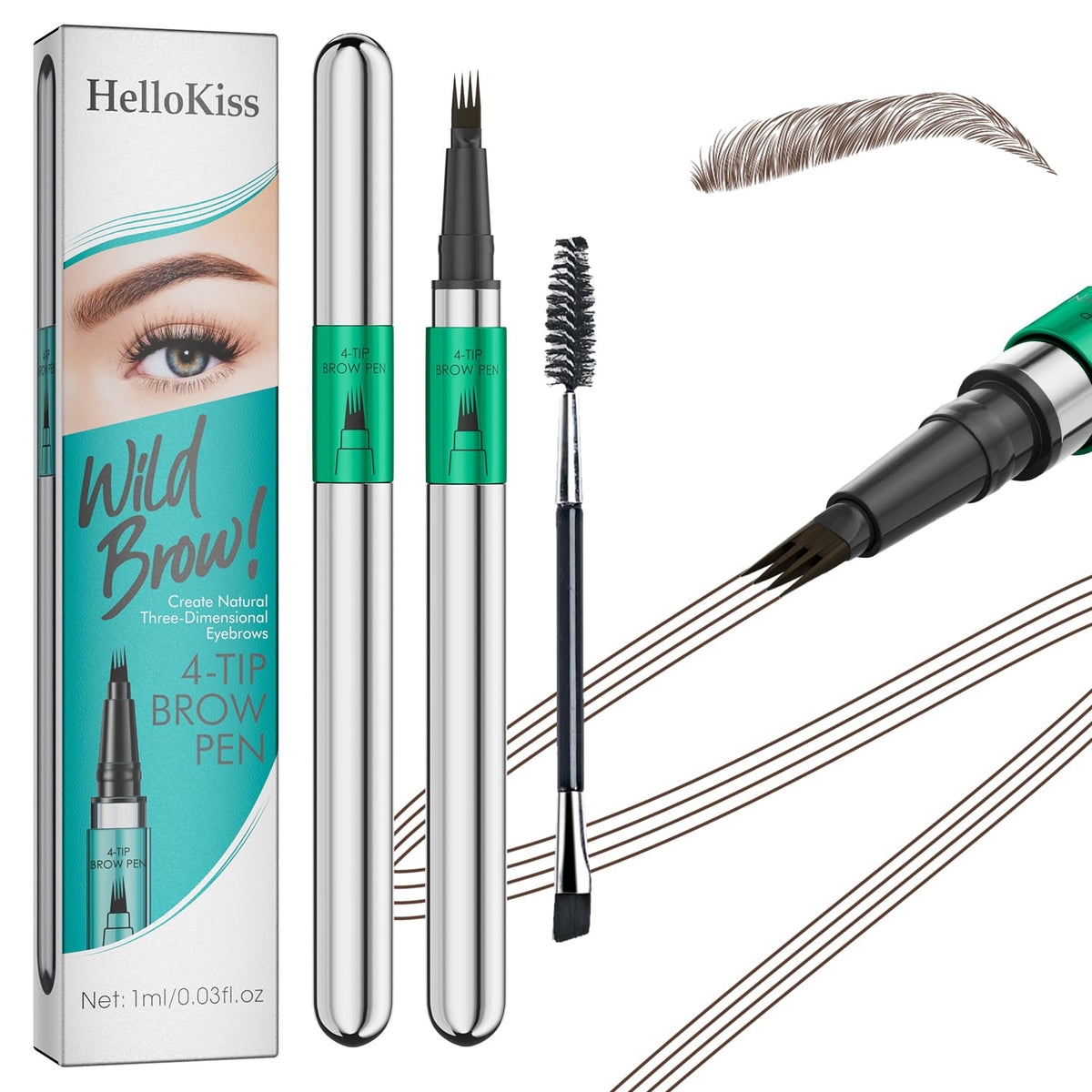 W3W Eyebrow Pen quad microforks tip for precise natural-looking brows