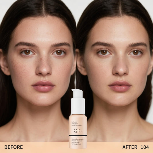W3W liquid foundation swatch buff beige for seamless blending on skin.