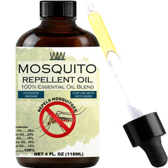 Amber glass bottle of W4W Mosquito Oil, 4 oz