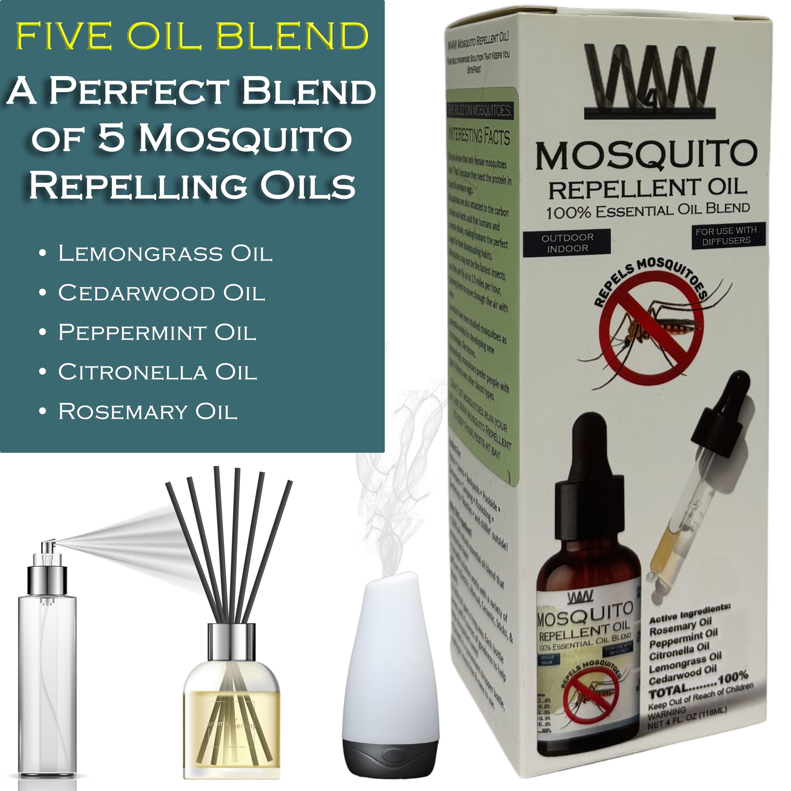W4W Mosquito Oil in diffusers and sprays