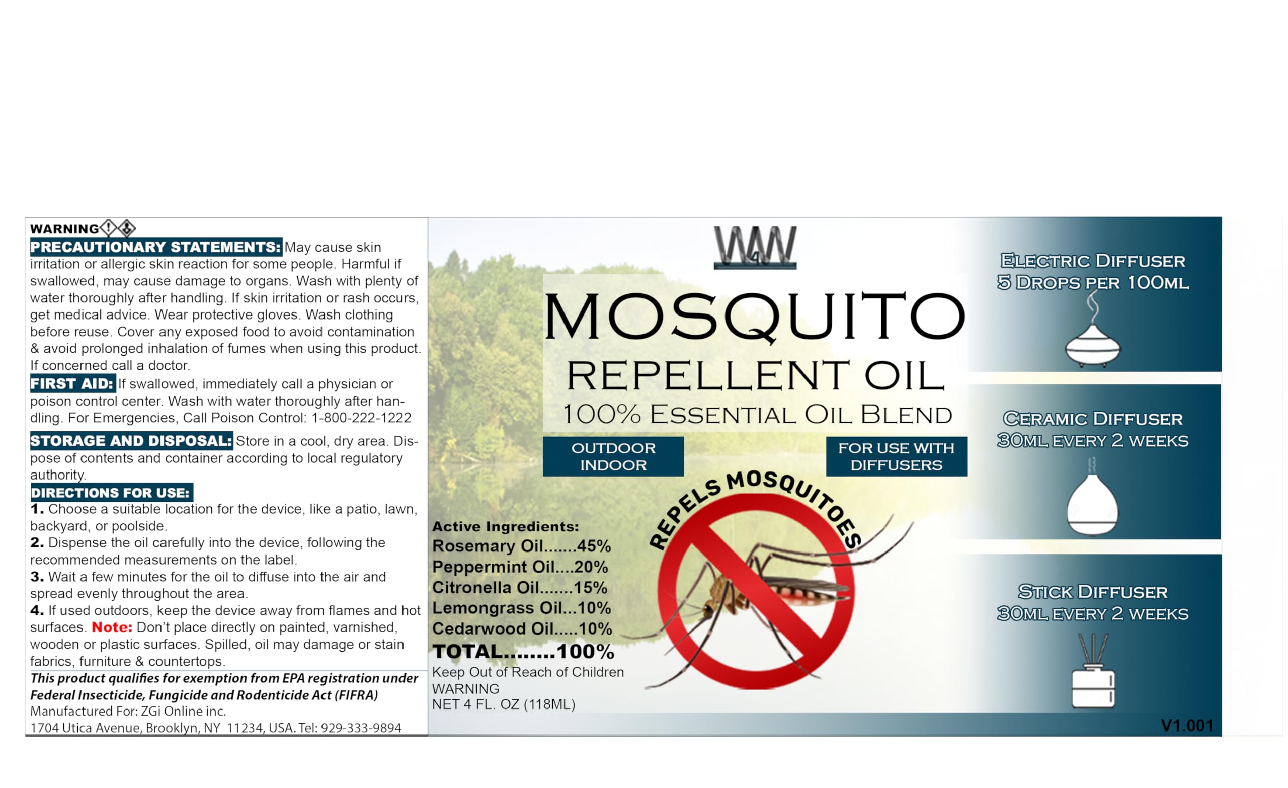 Packaging: 4 oz amber dropper bottle for W4W Mosquito Oil