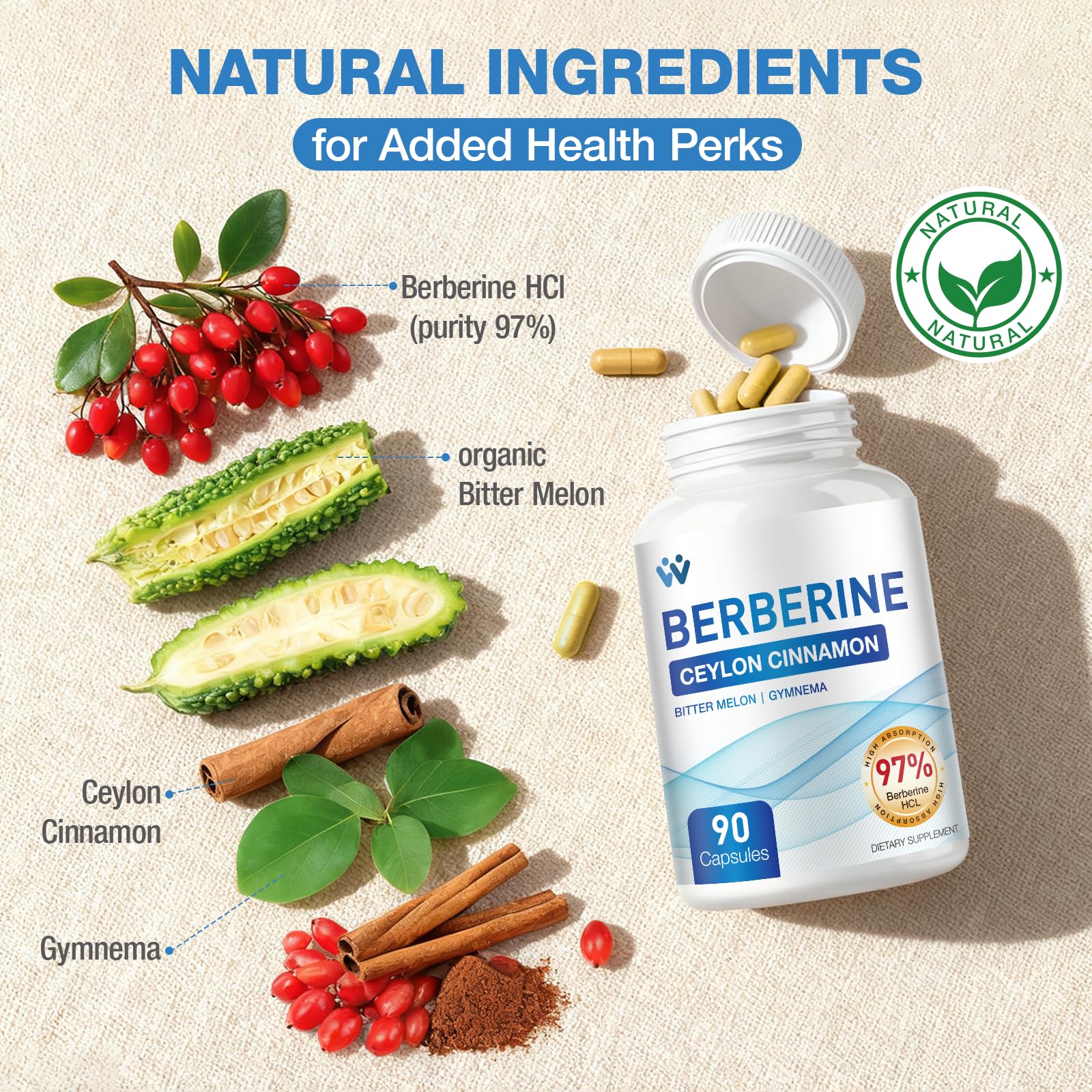 Ingredients: Cinnamon, Bitter Melon, and Gymnema in supplement
