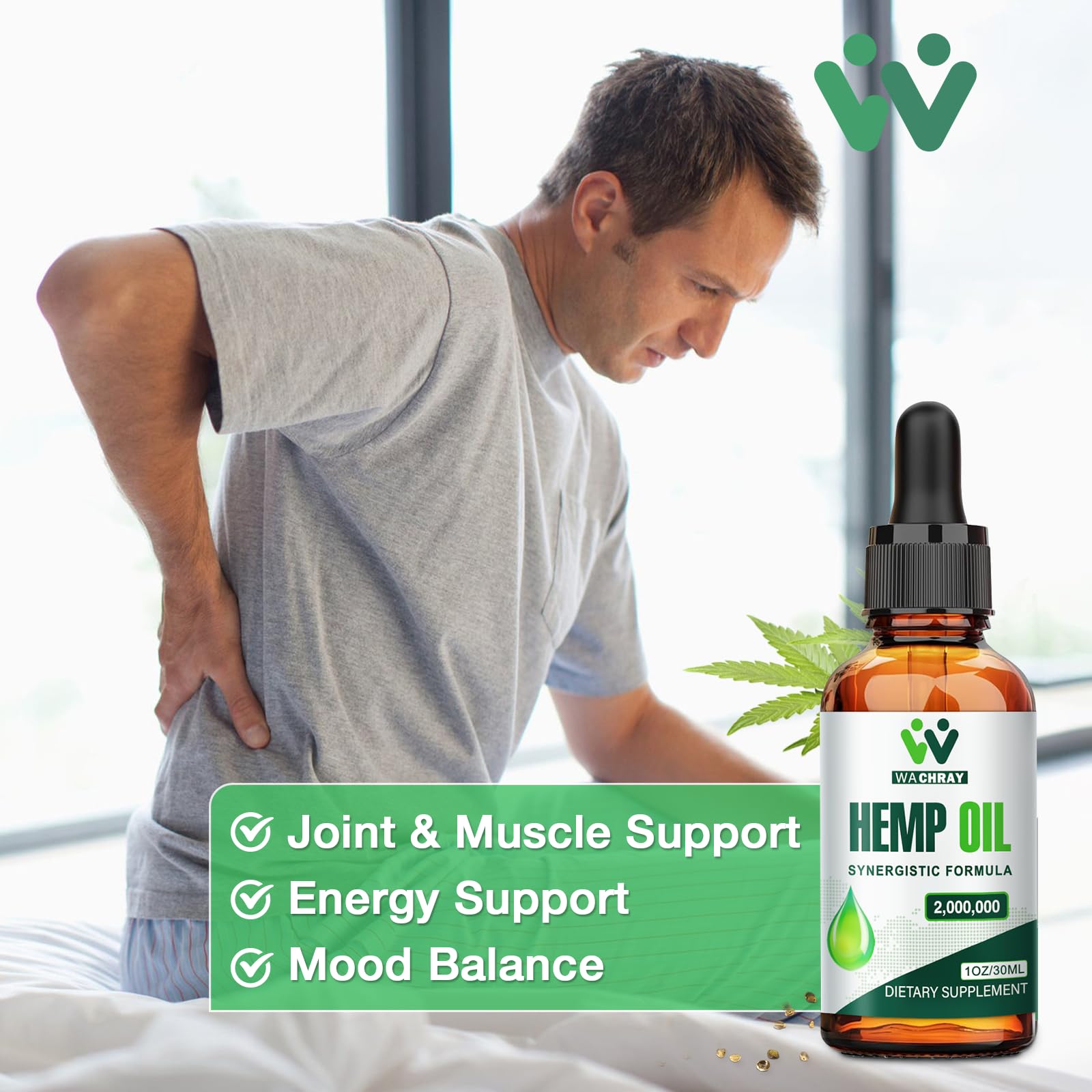 Nutrition facts: vitamins E and B on hemp oil packaging