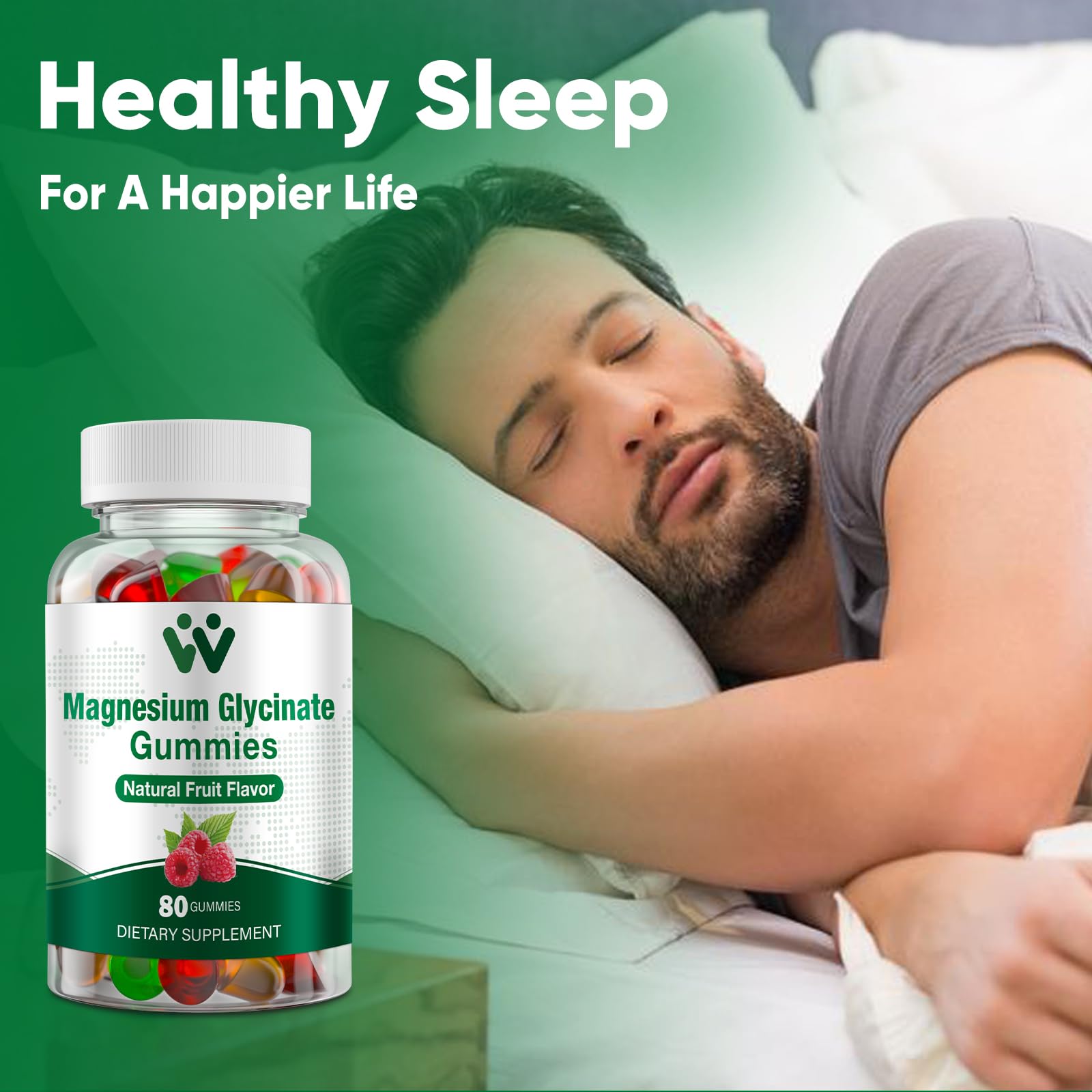 Assorted mixed fruit magnesium glycinate gummies close-up