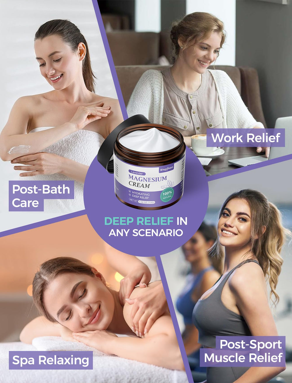 Relaxed person applying magnesium cream before bed