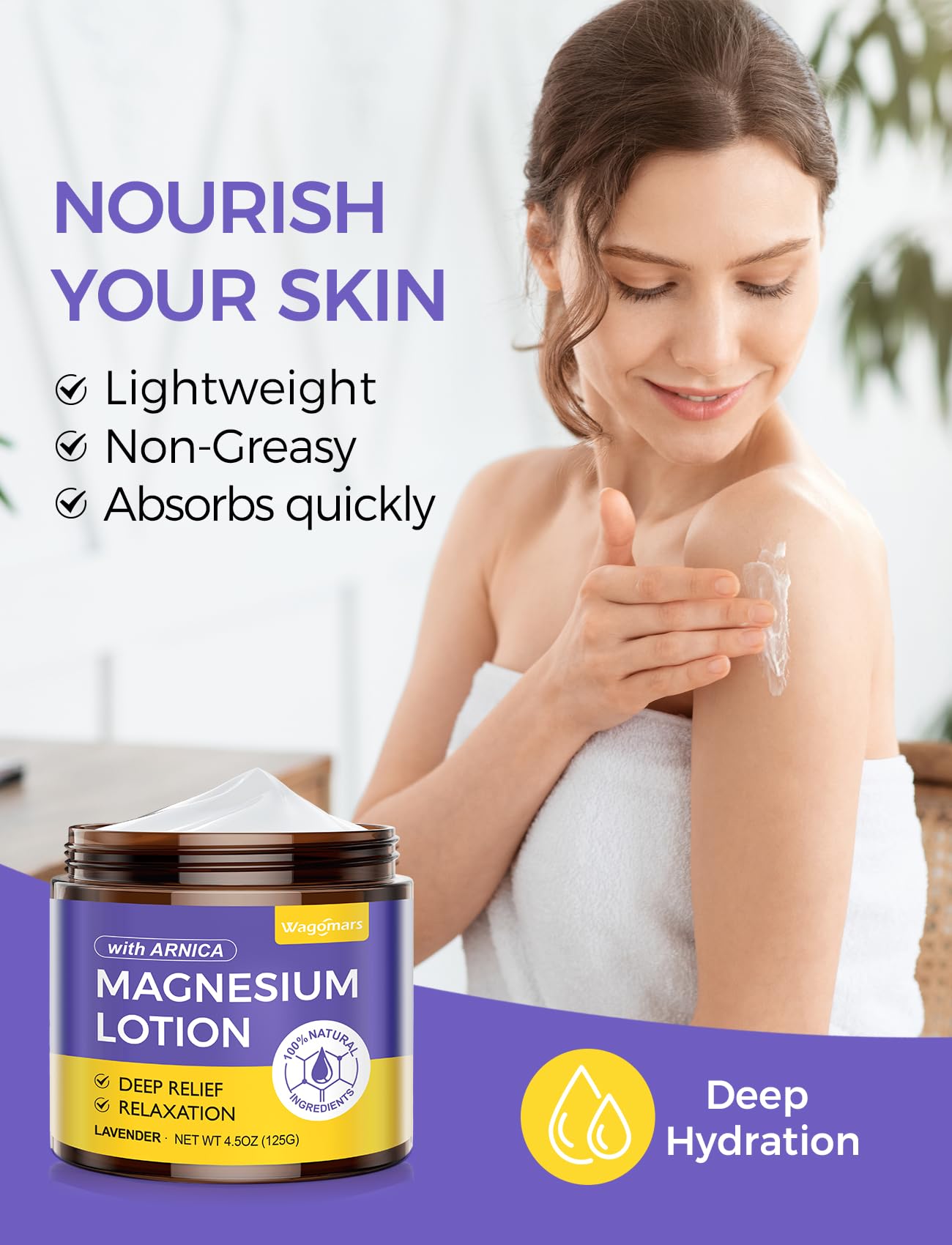 Wagomars magnesium lotion applied to feet after a long day