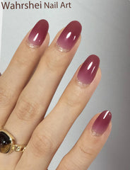 Wahrshei at-home manicure setup with gel strips ready to apply.