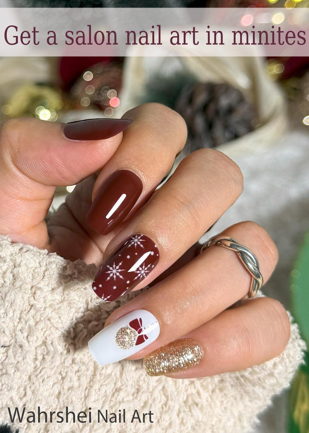 Wahrshei gel nail strips applied on nails for a quick salon-like finish