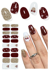 Wahrshei Christmas gel nail strips in festive packaging with glitter bell design