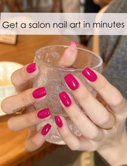 Wahrshei durable nail wraps in red plum provide light protection.