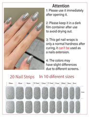 Wahrshei gel nail stickers applied on a natural nail for quick at-home manicure.
