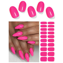 Wahrshei hot pink semi-cured gel nail wrap applied for quick home manicure.
