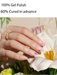 Wahrshei nail wraps shown applied on nails before curing.