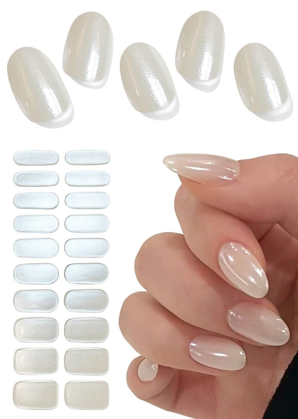 Wahrshei semi-cured gel nail strips Glazed Donut 20pcs for quick at-home salon-style nails.