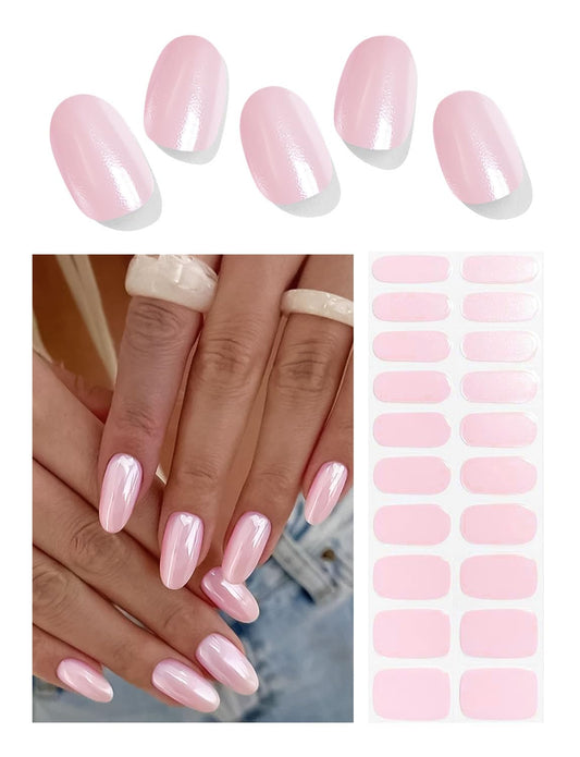 Wahrshei Semi Cured Gel Nail Strips Glazed Donut pink packaging for simple DIY manicure