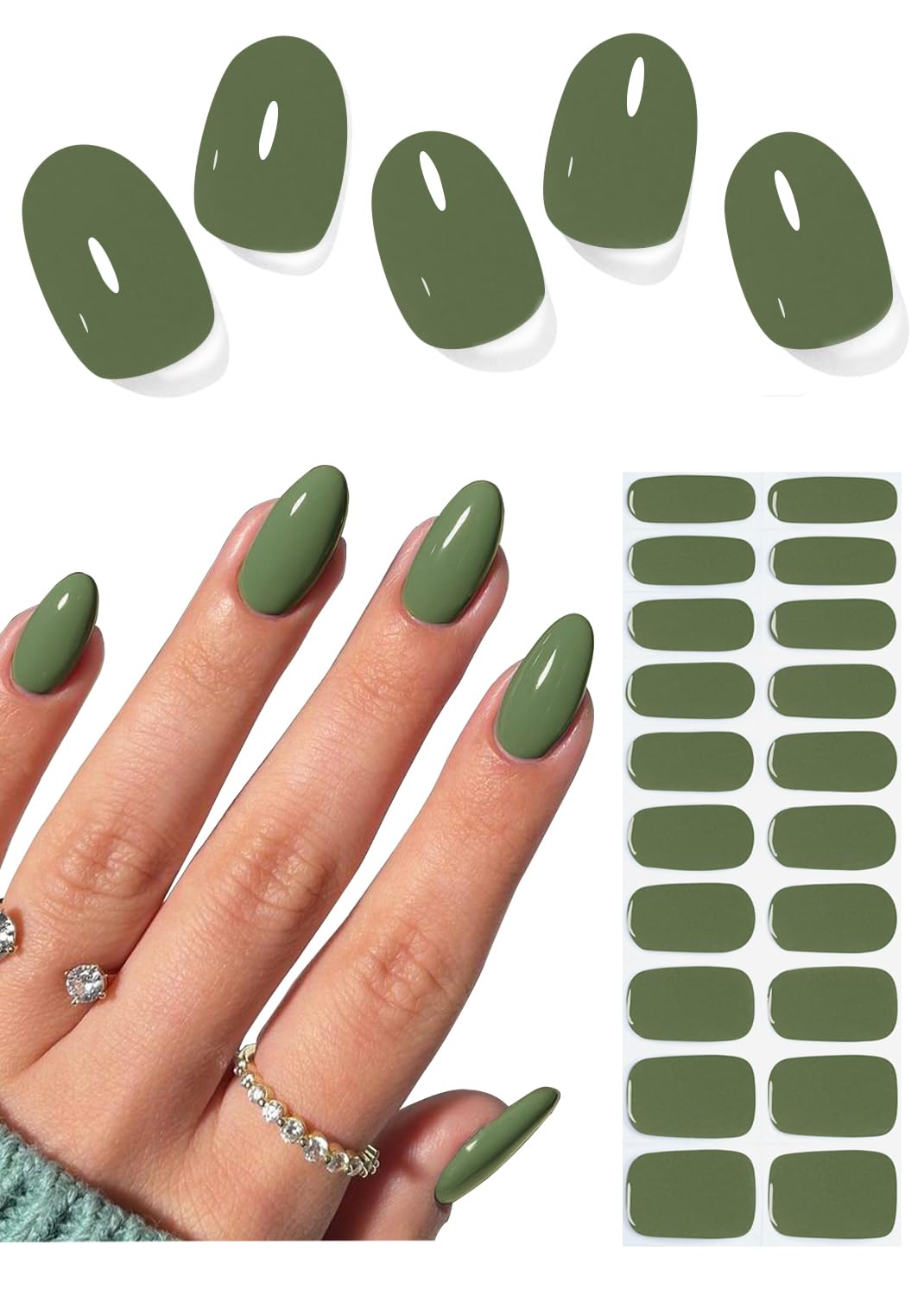 Wahrshei Hell Green gel strips pack for quick at-home nails