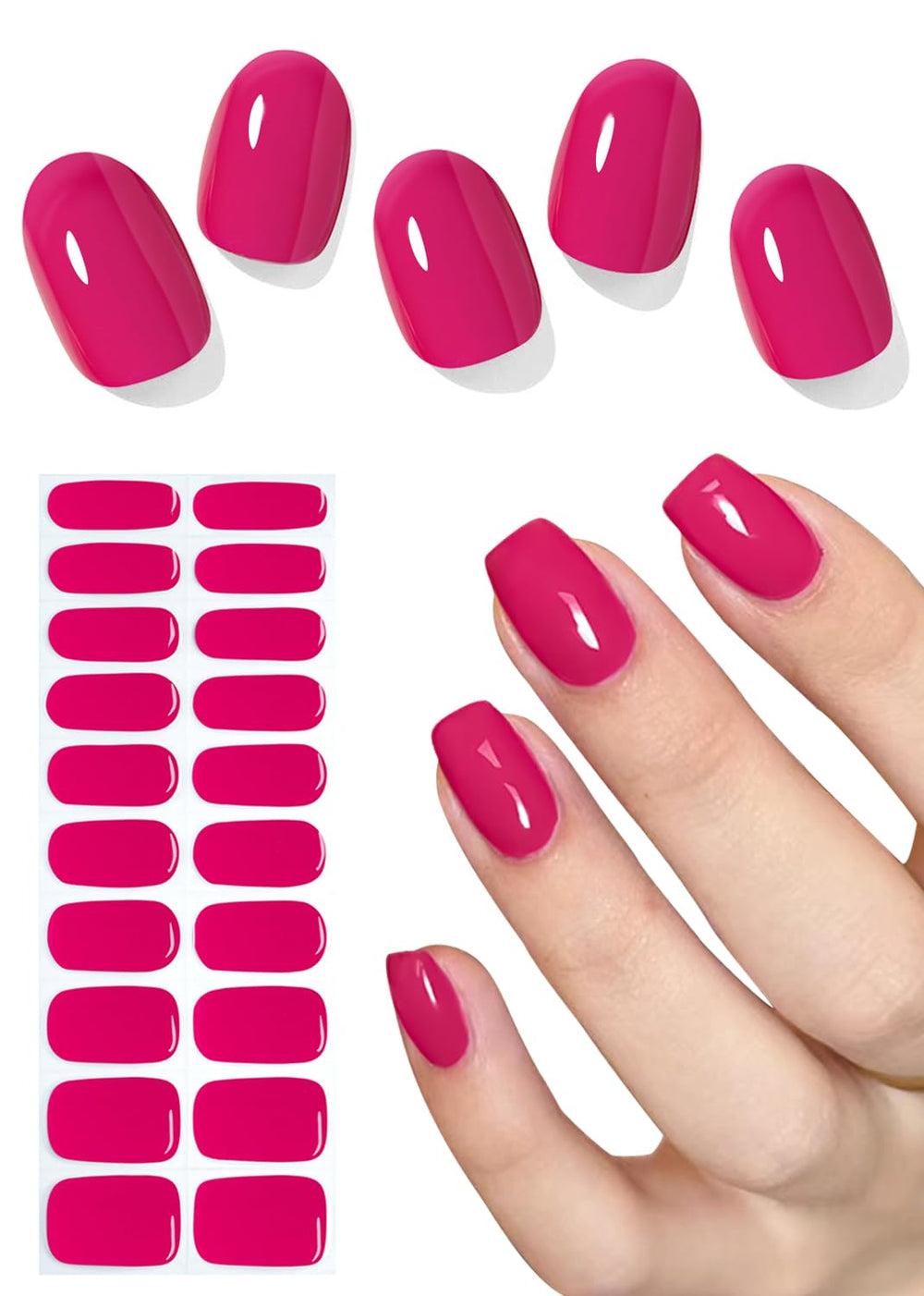Wahrshei semi-cured gel nail strips in red plum for a quick salon-like manicure at home.