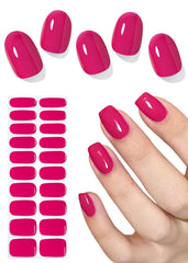 Wahrshei semi-cured gel nail strips in red plum for a quick salon-like manicure at home.