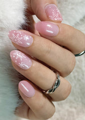 Wahrshei semi-cured gel nail strips in Snowflake pink gradient for an at-home salon-grade manicure
