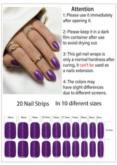 Wahrshei gel nail strips cured under UV/LED for a glossy finish