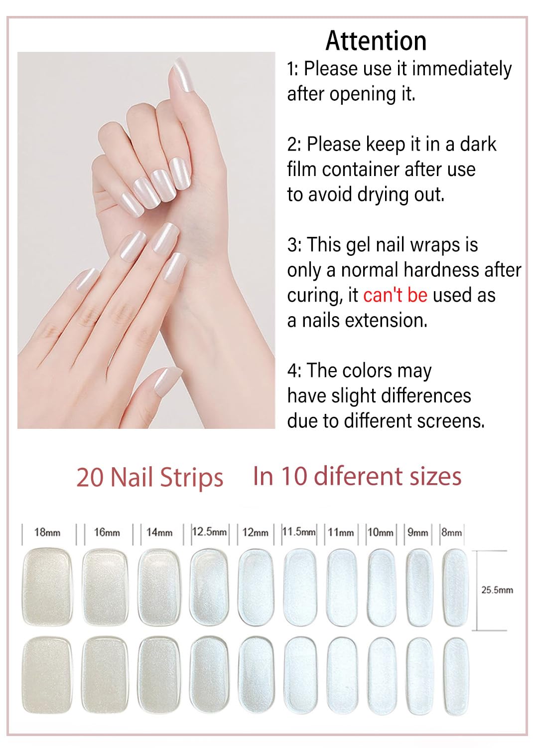 Wahrshei UV/LED nail sticker kit with tools enables easy, precise application.