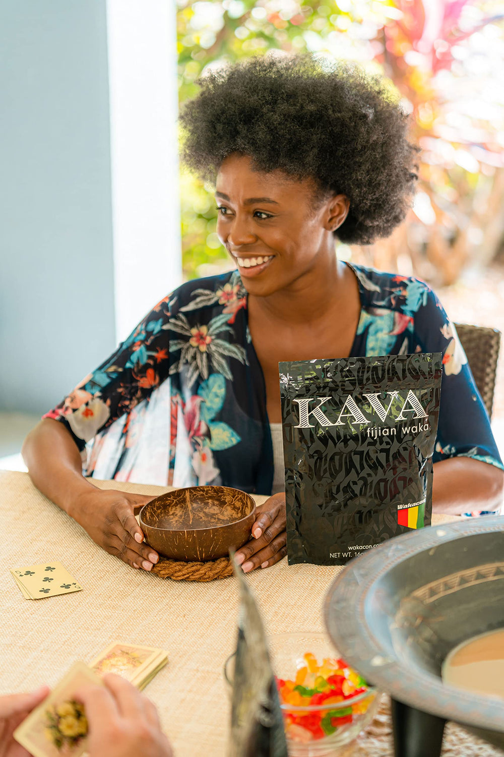 16 oz jar of Wakacon Kava Waka Powder on wood surface