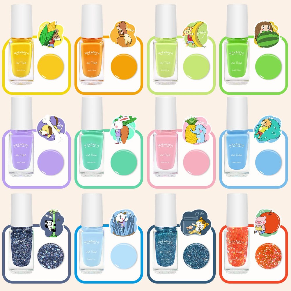 Wakaniya nail polish set with sequined mermaid colors for shiny, playful looks.