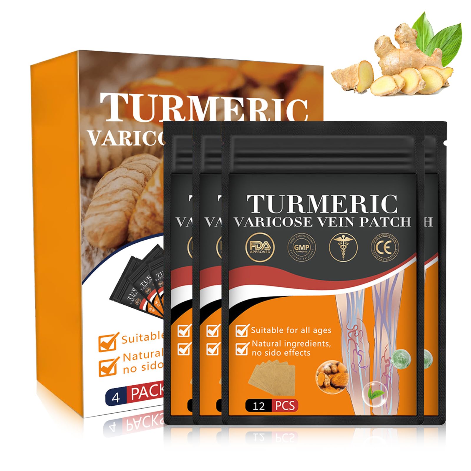 Wanban turmeric varicose vein patch box and sachet