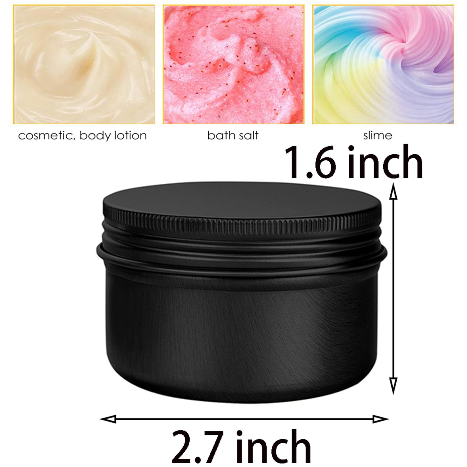 WANBAO 4oz aluminum tin with screw lid close-up in black, airtight seal