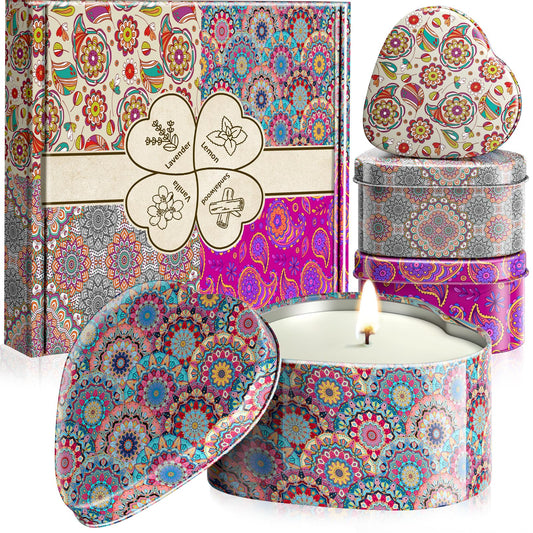 Lavender scented candle in a heart-shaped tin