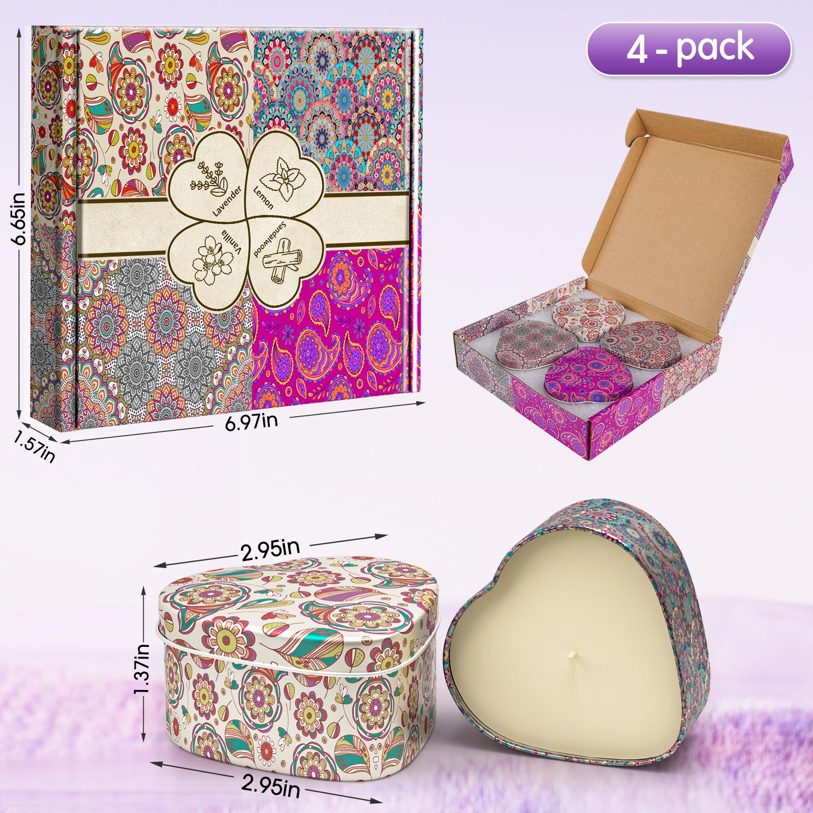 Vanilla scented candle in a heart-shaped tin