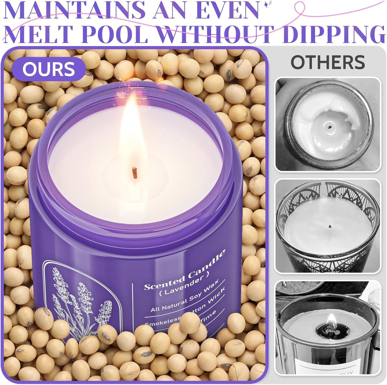 Four-pack WarmEmbrace lavender candles ensemble