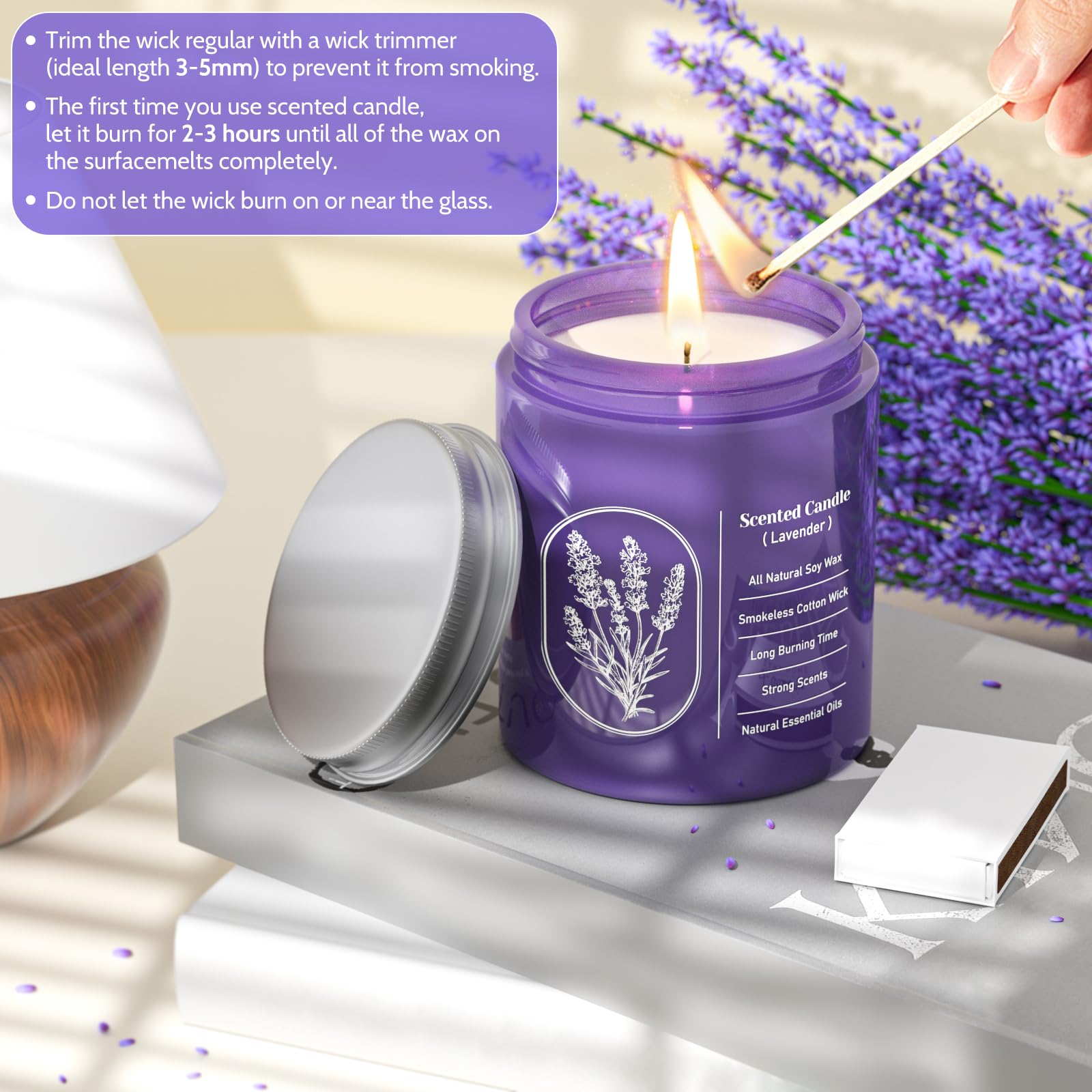 Gift-ready WarmEmbrace lavender candle packaging
