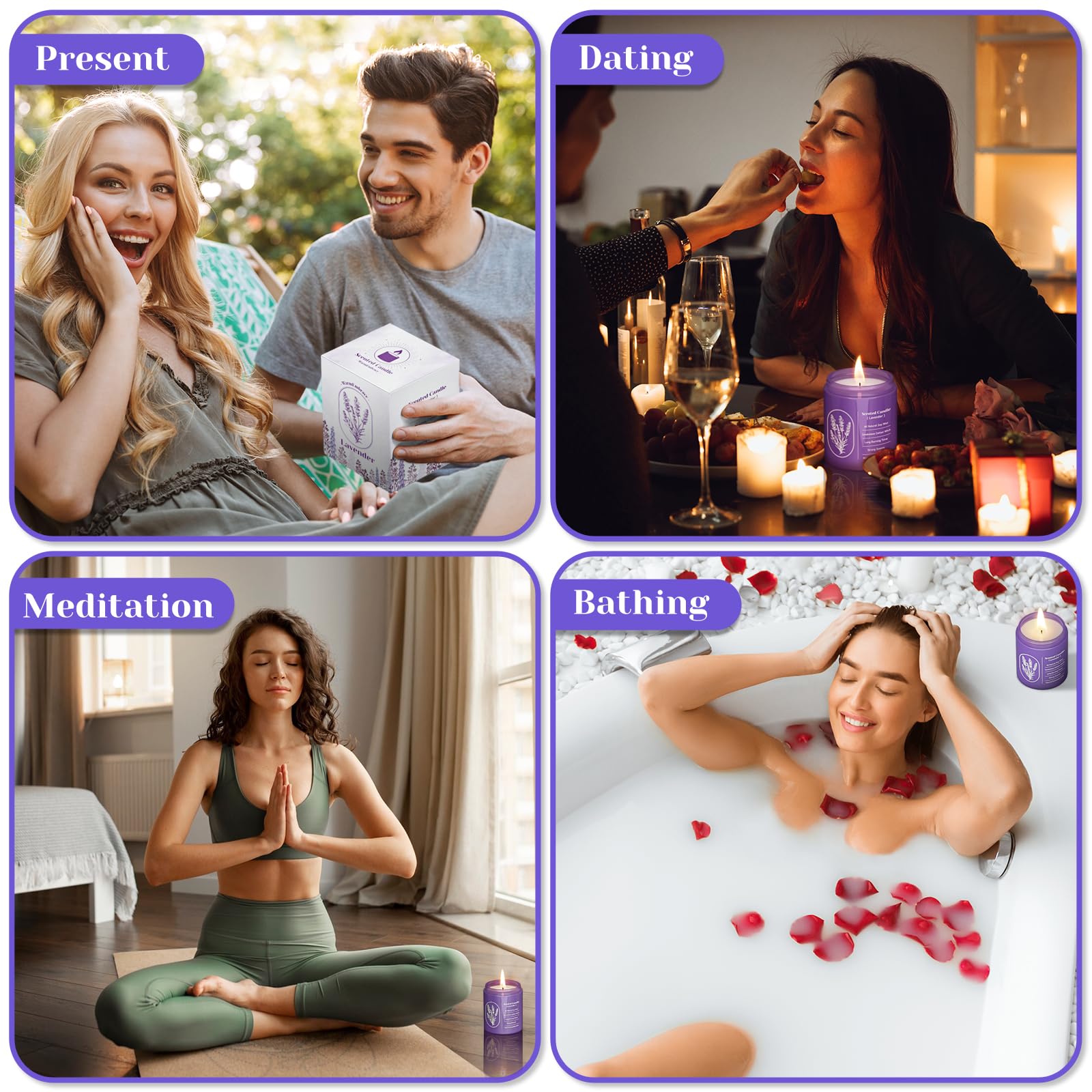 Gift-ready WarmEmbrace lavender candle with elegant packaging