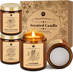 Close-up of WarmEmbrace Lavender Candles 4-pack jars