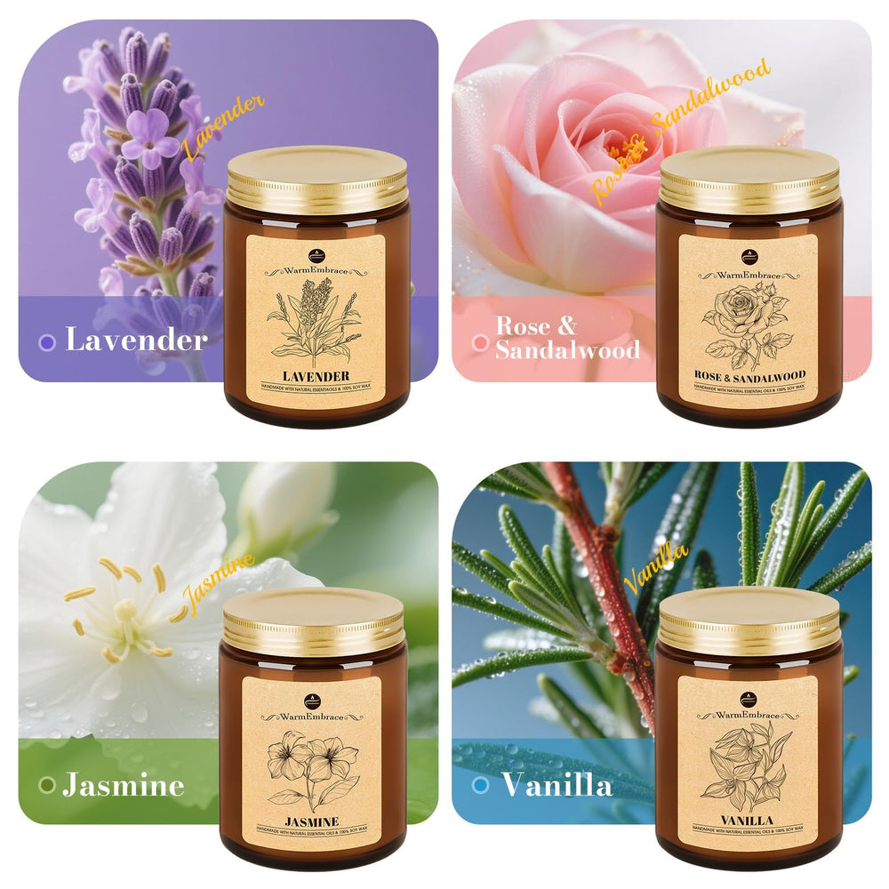 WarmEmbrace Lavender Candles 4-pack in a living room setting