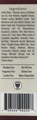 Label highlighting vegan, cruelty-free, and nut-oil-free formula