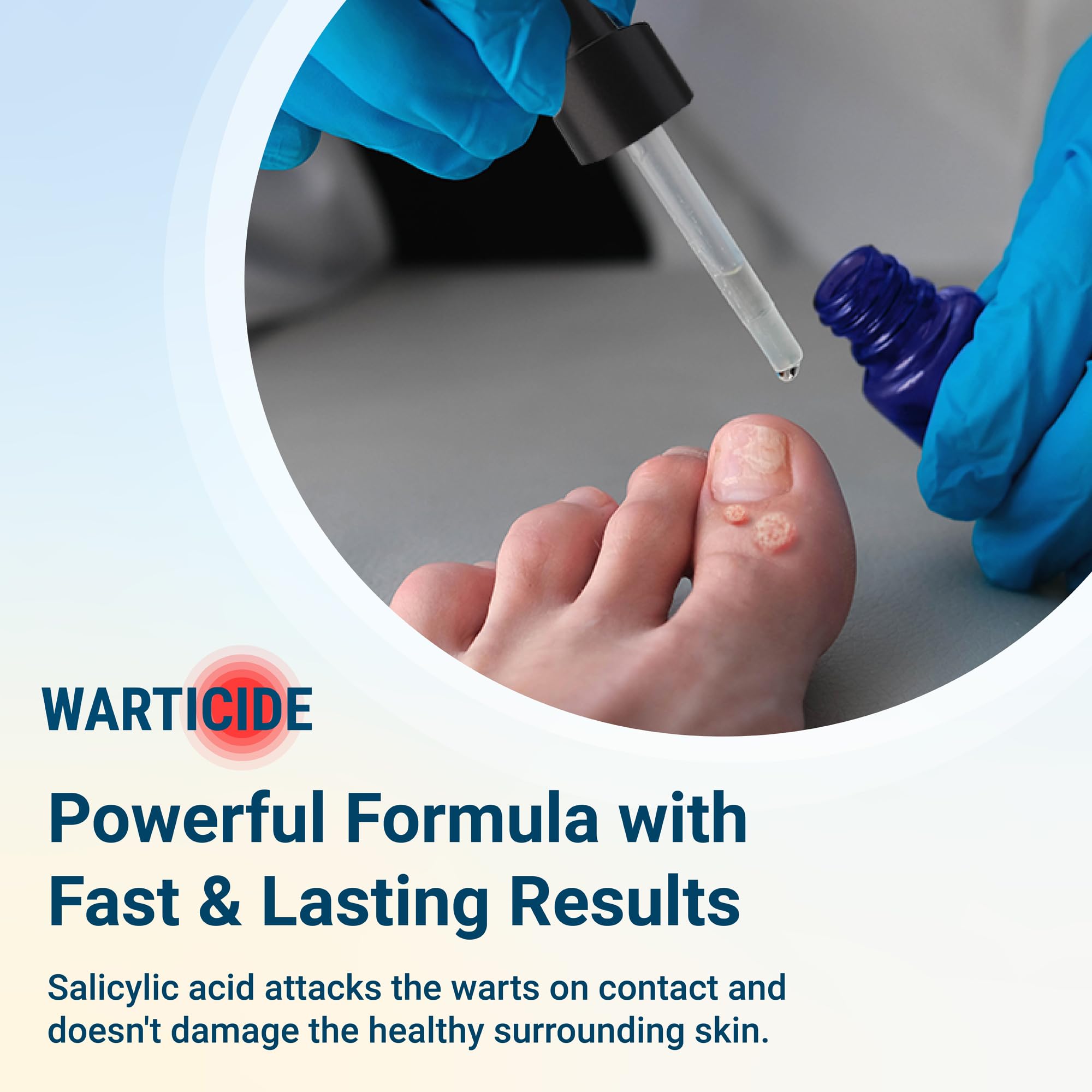 Warticide made-in-USA facility badge indicating GMP standards.