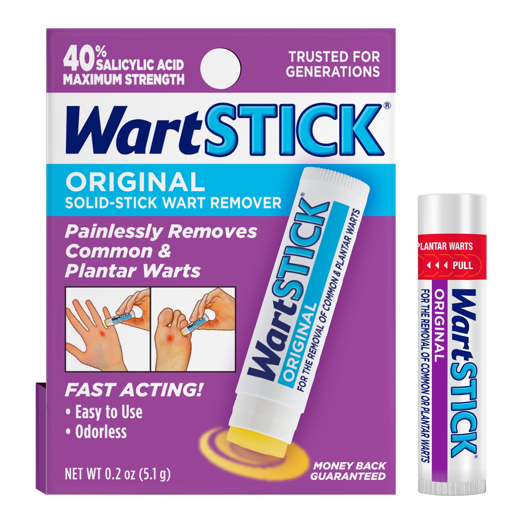 WartStick maximum-strength-stick-application shows easy, painless wart treatment.