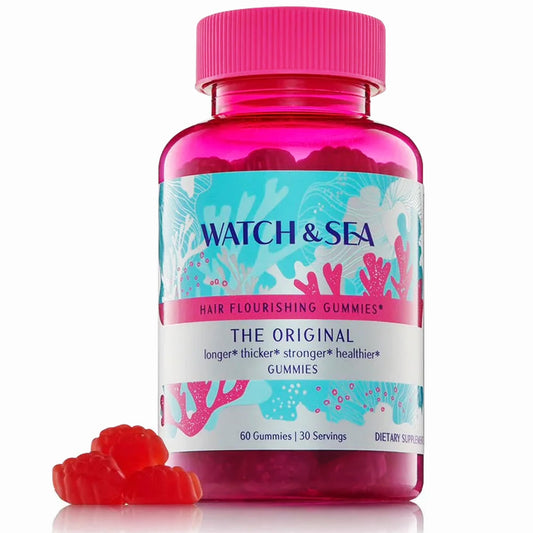 Watch & Sea Flourishing Hair Gummies bottle and packaging